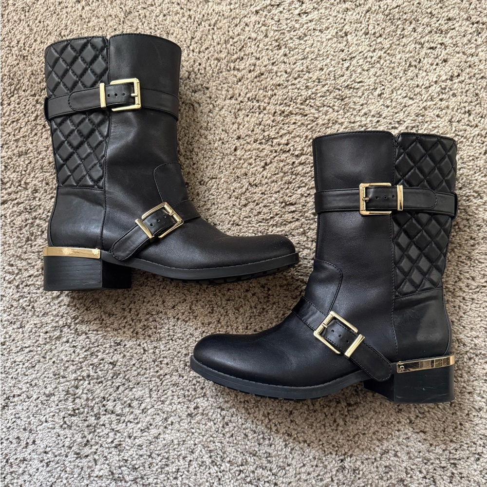 Vince Camuto Black & Gold Boots size 7.5